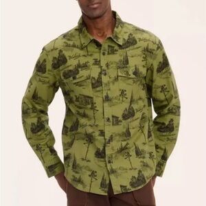 Woolrich X Target Unisex Olive Green Long Sleeve Toile Print Flannel Shirt